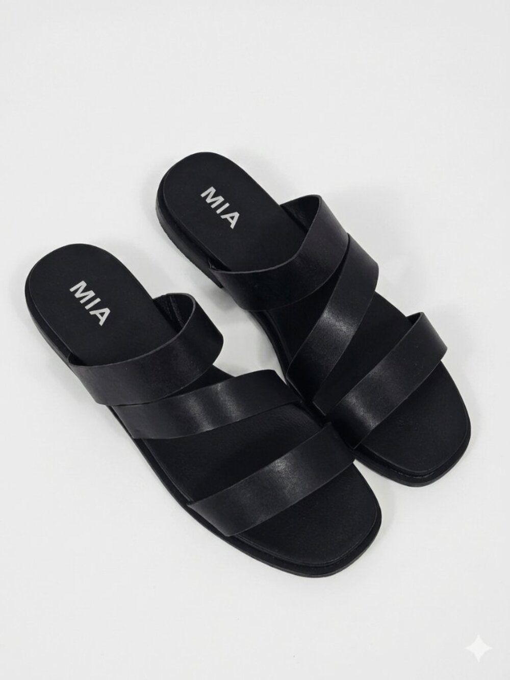 NIB MIA Keona Double Strap Slide Open Toe Sandals Black 8.5